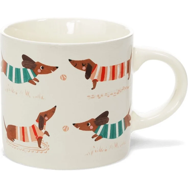 Rex London Becher Sausage Dog - Dackel Kaffeebecher, Keramik, ca. 13 x 8,9 x 8,5 cm, für 350 ml – Bild 1