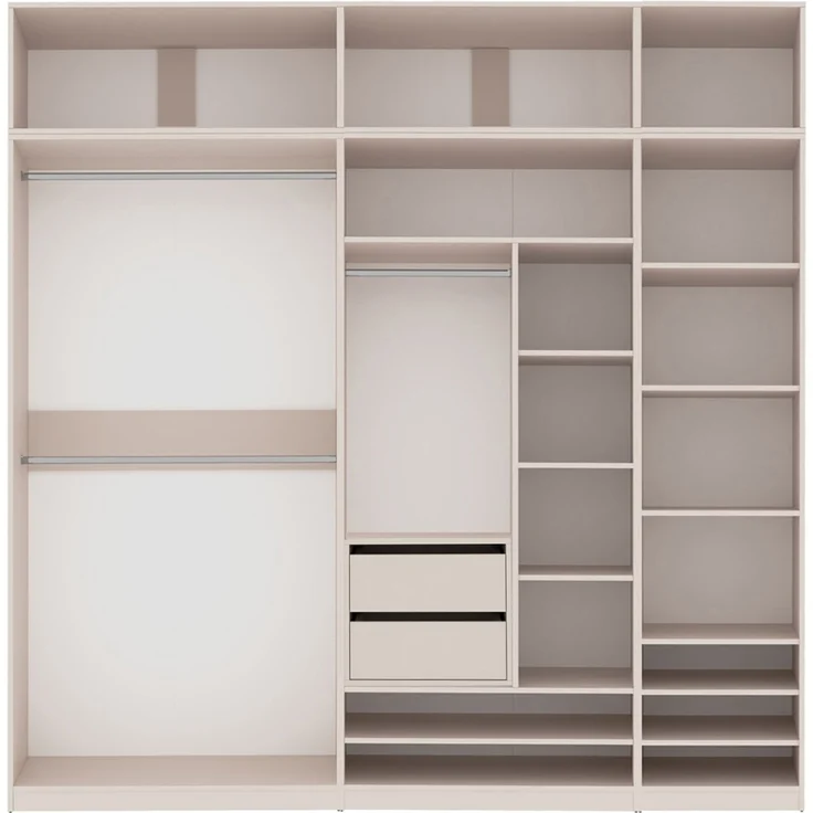 Marmex Möbel Tres Set-F/N Offenes Regalsystem, Begehbarer Kleiderschrank mit Aufsatz, Kompaktgarderobe für Kleidung und Schuhe, Ankleidezimmer Möbel, laminierte Spanplatte, graubeige cashmere 240x246x51 cm – Bild 1