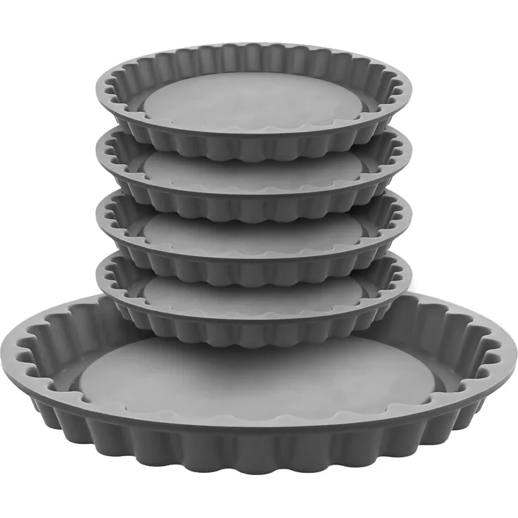 Coolinato Backform Coolinato Silikon Tarteform 5tlg. GRAU, inkl. Rezepte