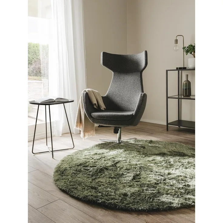 benuta Teppich Whisper, rund, Höhe: 31 mm, Hochflorteppich Wohnzimmer, Schlafzimmer, Esszimmer, Flur, Weich