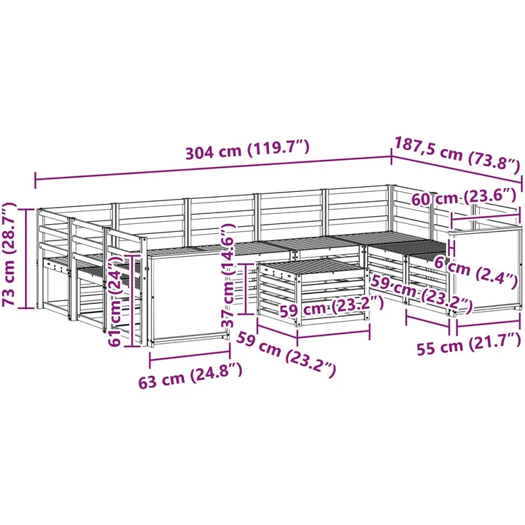 vidaXL Sofagarnituren Massivholz Akazie 3384850 – Bild 9