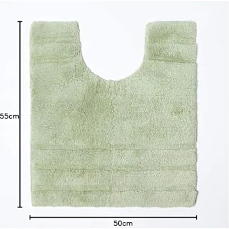 Homescapes WC-Vorleger Spa Supreme, Badematte 50 x 55 cm aus reiner Baumwolle, lindgrün, rutschfeste Rückseite – Bild 2