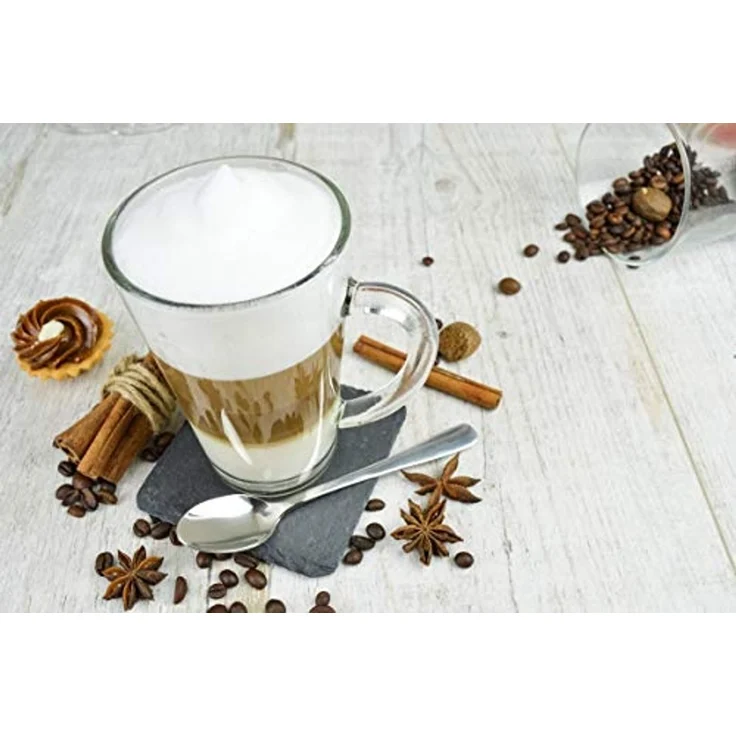 6 Latte Macchiato Gläser 300ml mit Henkel und 6 Löffeln, Tee-/ Kaffeegläser – Bild 3