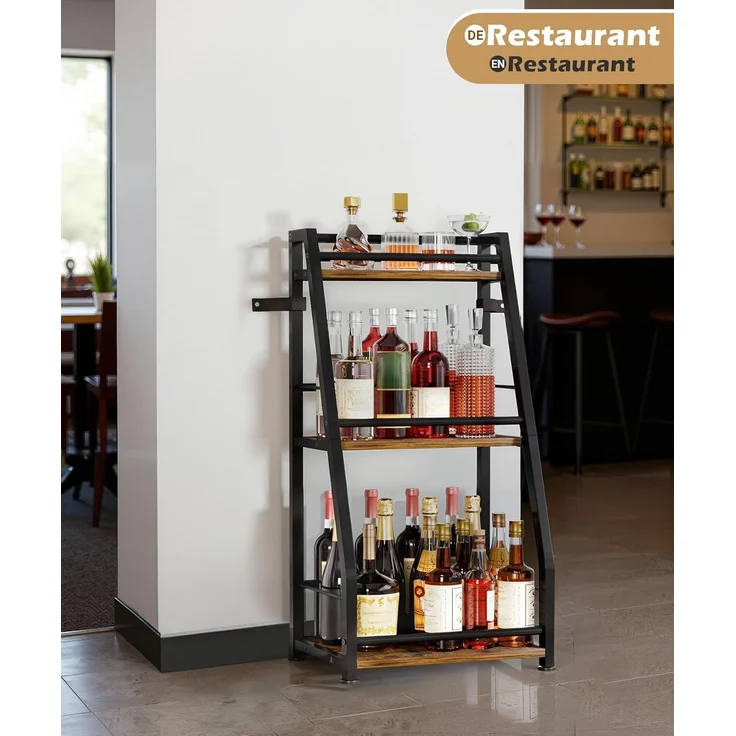 Yorbay Weinregal Stehend, Weinständer aus Holz &Metal 40x30x80cm, Gewürzregal für Küche, Wohnzimmer, Kaffee - Bar – Bild 8