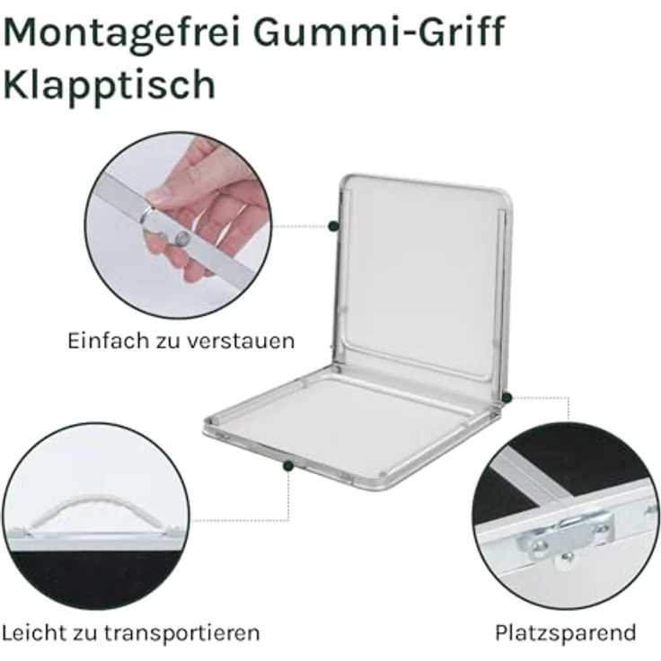 WOLTU Campingtisch Klapptisch Gartentisch Arbeitstisch Balkontisch höhenverstellbar Aluminium MDF Schwarz CPT8122sz – Bild 6