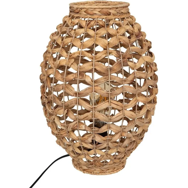 Tischleuchte SAND mit Lampenschirm aus Hyazinth, H. 40 cm