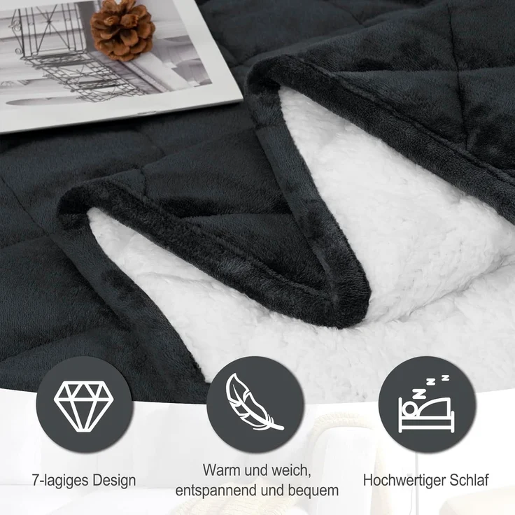 Woltu Gewichtsdecke, Bezug: Flanell Sherpa, Therapiedecke, Schwere Decke aus Flanell Sherpa – Bild 5