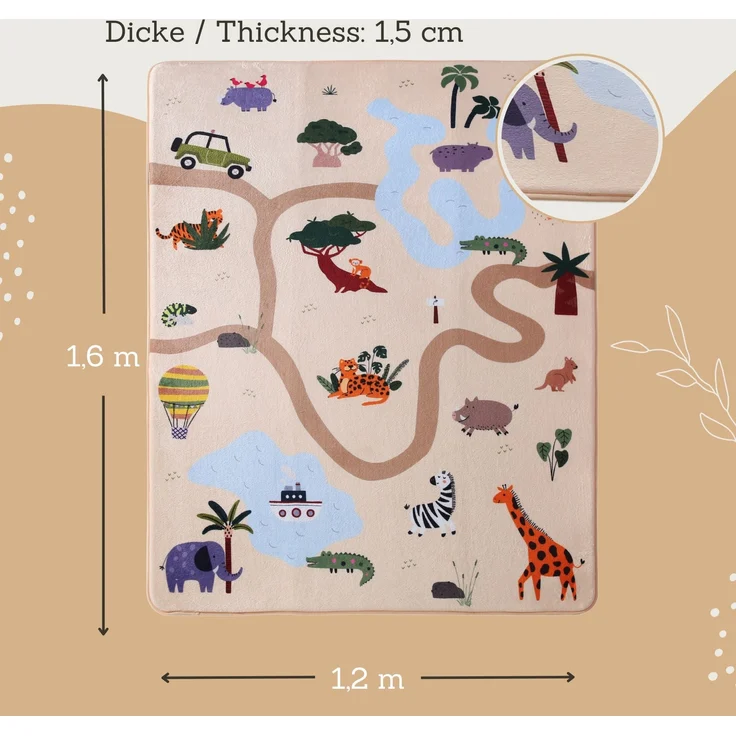 Hakuna Matte Kinderteppich Wolkenweiche Spielmatte Baby 160x120x1,5cm – Kinderzimmer Teppich, Höhe: 15 mm, Leicht, Rutschfest, Waschbar – Bild 3