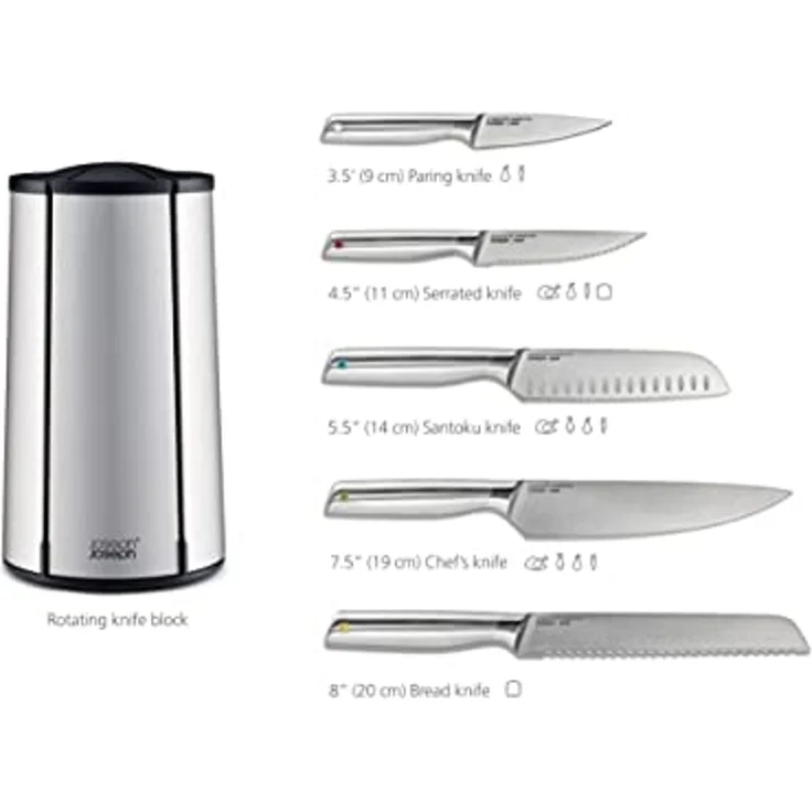 Joseph Joseph Elevate 5-teiliges Stahlmesser-Set mit Drehständer – Bild 3