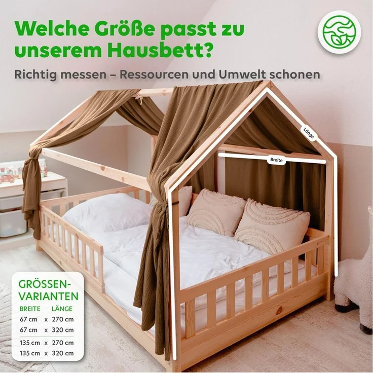lilimaus Betthimmel Hausbett Himmel 2er-Set aus 100% Musselin - für Kinderbett (1-tlg), Set mit 2 abgestimmten Stoffbahnen - weich & schnell montiert – Bild 4