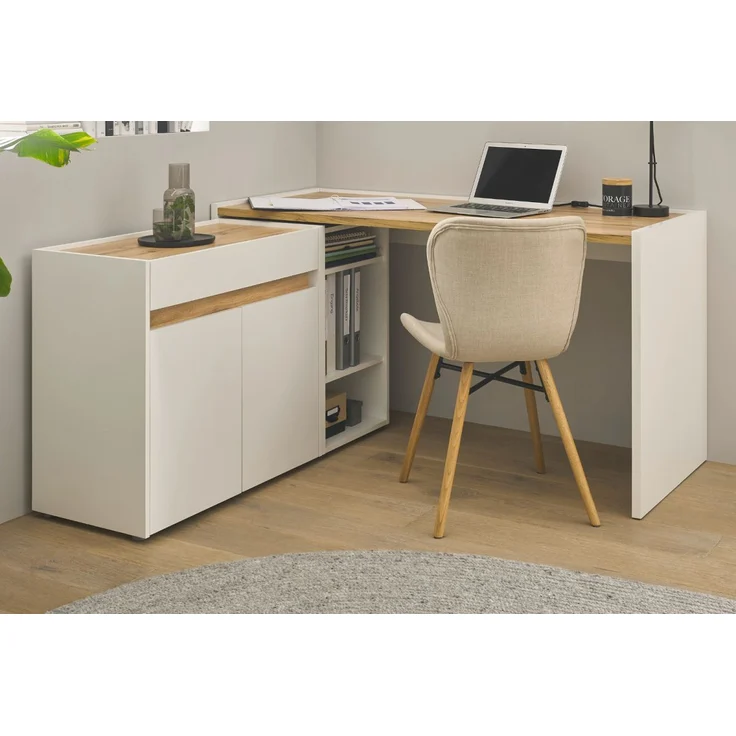 Büromöbel Set Center in weiß und Eiche Wotan 143 x 140 cm – Bild 1