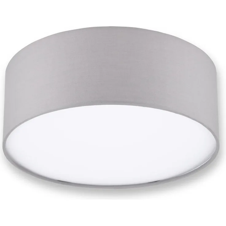 REV Deckenleuchte - Deckenlampe rund 30cm mit Stoff-Lampenschirm im modernen Look – ideal für Schlafzimmer, Wohnzimmer & Kinderzimmer, grau