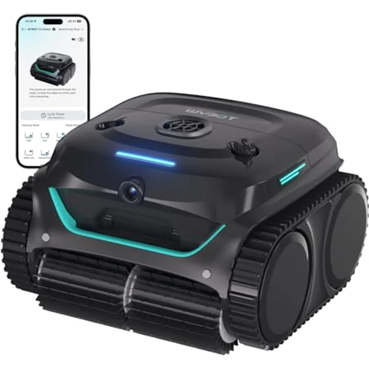 (Neues Modell) WYBOT C2 Vision-A Kabelloser Poolroboter Akku mit KI-Kamera, 8 Modi, starker Saugkraft, Dual-Filter, Wasserlinie, Poolroboter Akku Wand und Boden, App-Steuerung-schwarz dunkelgrün