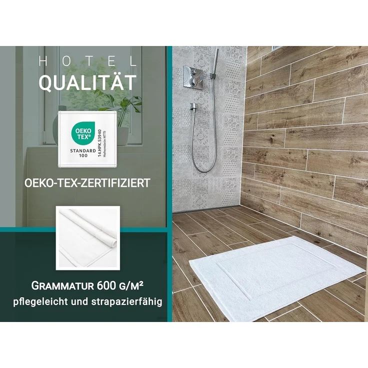 ZOLLNER Badematte, waschbar bis 95°C, weich, saugstark, 100% Baumwolle, rechteckig, Badematte, 100% Baumwolle, vom Hotelwäschespezialisten – Bild 4