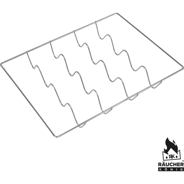 Räucher König Metall RK Räucher König Fischgrillrost verchromt, 340 x 250 mm Silber 34 x 25 cm – Bild 1