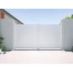 Vente-unique - NAZARIO Eingangstor Metall Weiß - B 4,6 cm x H 176 cm x L 300 cm