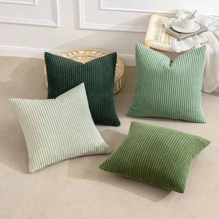 MIULEE Kordsamt Kissenbezug 4er Set 40x40cm Forest Green Serie – Bild 6