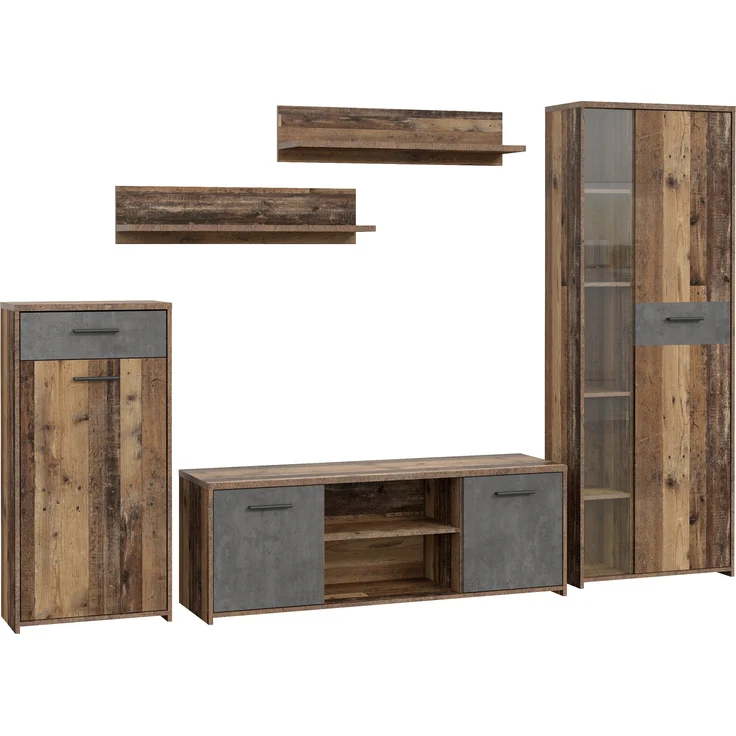 FORTE Pablo Wohnwand, Holzwerkstoff, Braun/Grau, 277,4 x 182,9 x 39,5 cm – Bild 3