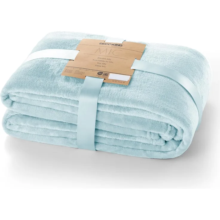 DecoKing Kuscheldecke 220x240 cm hellblau Decke Microfaser Tagesdecke Fleece weich sanft kuschelig Baby Blue Mic
