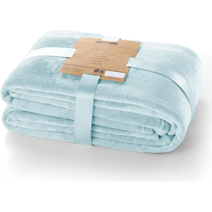 DecoKing Kuscheldecke 220x240 cm hellblau Decke Microfaser Tagesdecke Fleece weich sanft kuschelig Baby Blue Mic