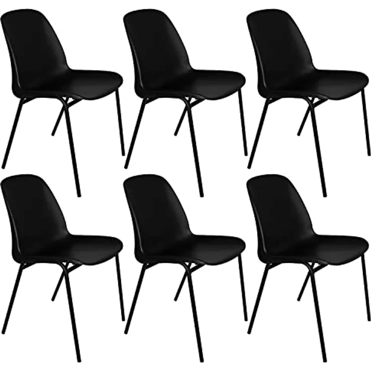 OFITURIA Bürostuhl ohne Rollen, zuverlässiger Kunststoffstuhl mit Metallstruktur, Stuhl für Warteraum, Empfang, Meetings, Konferenzen usw. - Opituria (6 Stühle, Schwarz) – Bild 1
