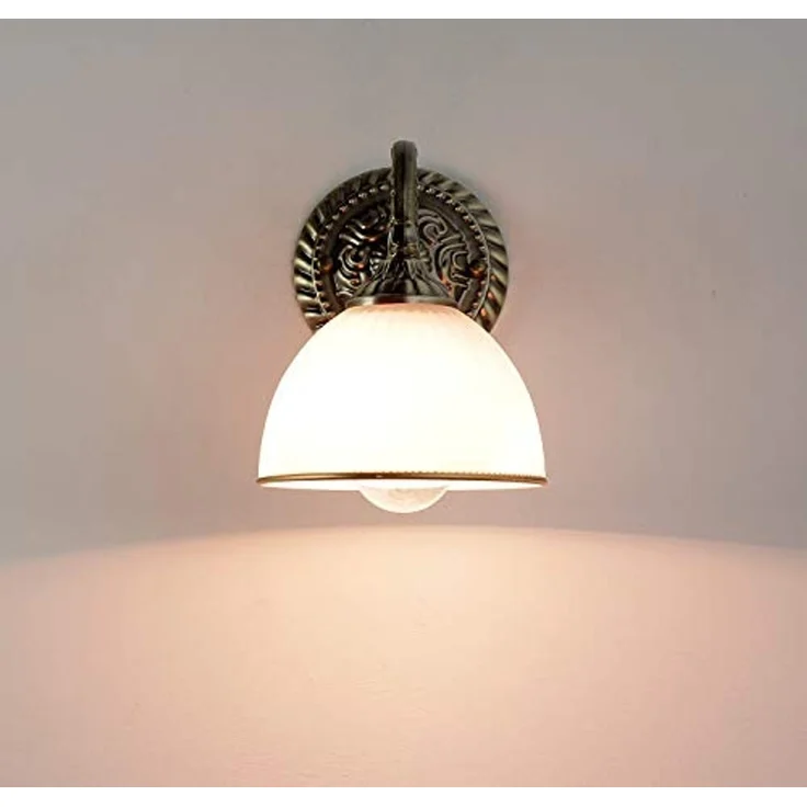 Licht-Erlebnisse Wandleuchte LOUIS, ohne Leuchtmittel, Wandlampe Glasschirm Jugendstil in Messing Leuchte – Bild 3