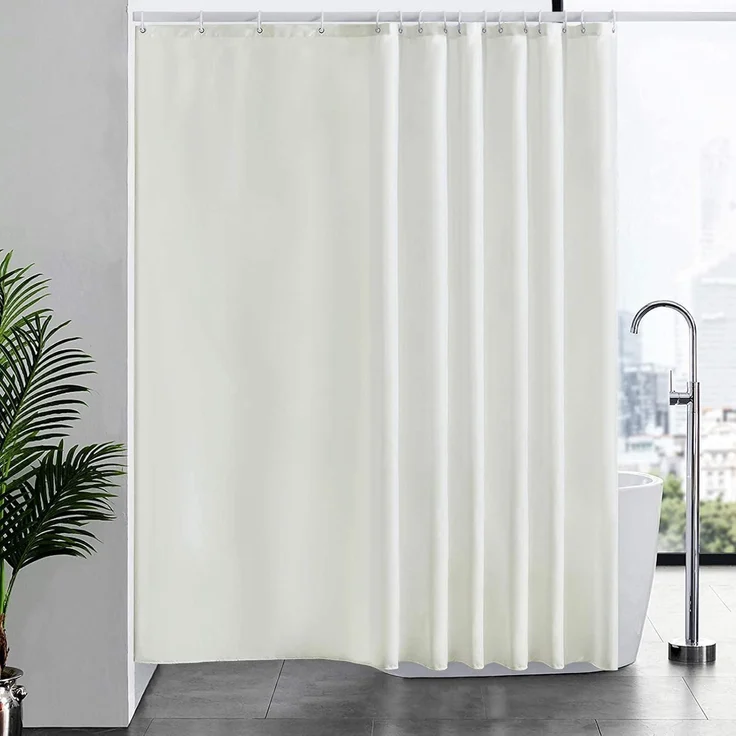 Duschvorhang Überlänge Anti-schimmel Beige 240x180cm Stoff wasserdicht – Bild 1