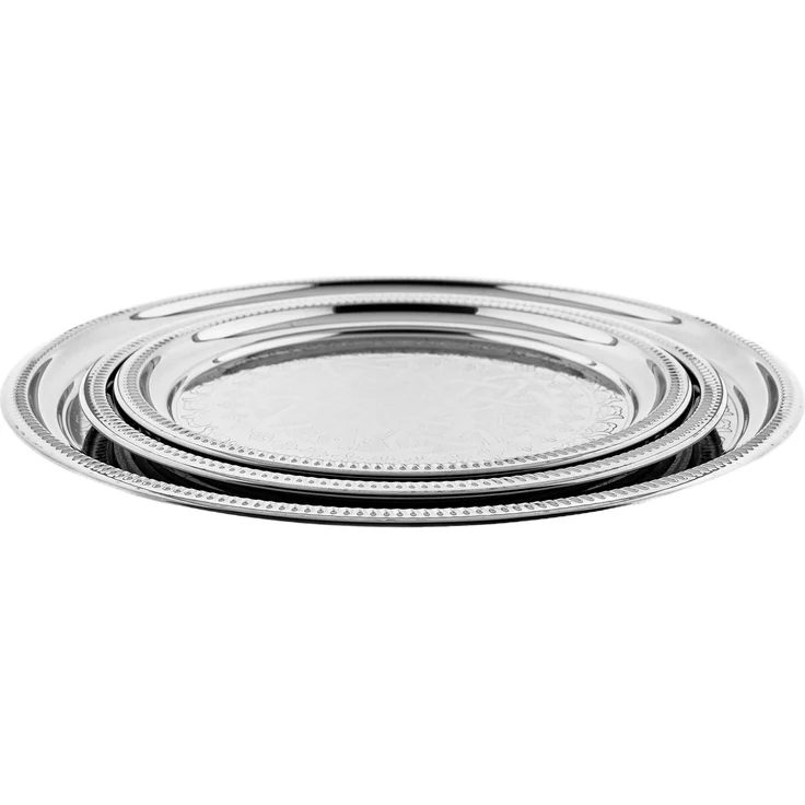 Orientalisches Serviertablett, 3er-Set - rundes Design in Silber ø36/40/50 cm – Bild 2