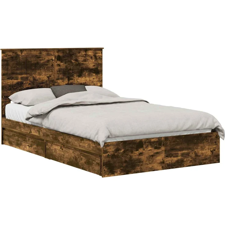 vidaXL Aufbewahrungsbett Geräucherte Eiche 120 x 190 cm Holzwerkstoff 3411233 – Bild 1
