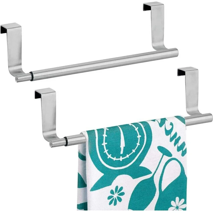 Handtuchhalter Teleskop silber Geschirrtuchhalter ausziehbar 2er Set Tür mDesign – Bild 1