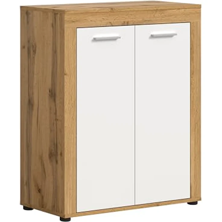 xonox. home Garderobe Jam X8BK6603 Schuhschrank Garderobenschrank Schrank in Wotan Eiche Nb, weiß. ca. 80 x 95 x 35 cm – Bild 2