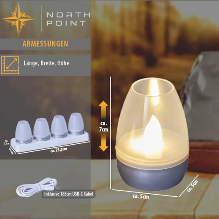 Northpoint LED Dekolicht LED Akku Lounge Lights Kabellos für Innen und Außen RGBW Flackereffekt – Bild 5