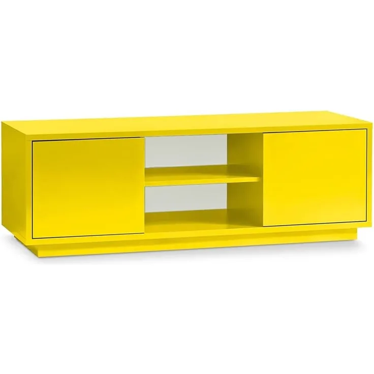 TV-Lowboard Eyecatcher - Fernseher-Tisch in Holz-Optik - HiFi-Kommode mit 2 Türen & 2 Fächern - Wohnzimmer-Möbel Gelb
