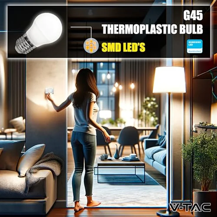 V-TAC 3x LED Glühbirne E27 G45-4,5W (entspricht 40W) - 3er Pack - 470 Lumen - LED Glühlampen - Energiesparlampe - Licht 4000K Neutralweiß – Bild 6