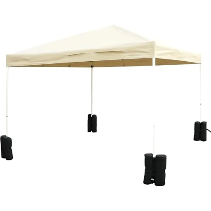 Outsunny Pavillon Standfuß 4er-Set, passend für Faltpavillons, schwarz, befüllbar mit Sand oder Kieselsteinen, Klettverschluss befestigt