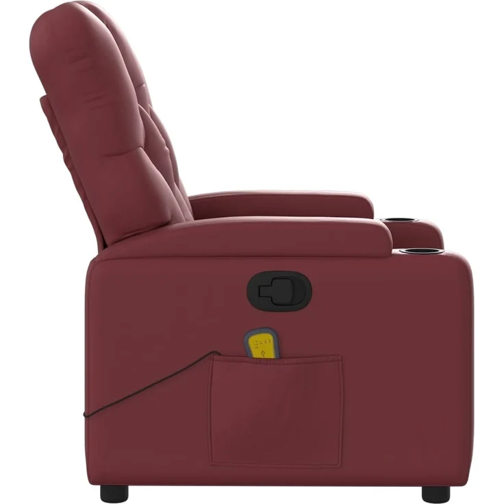 vidaXL Massagesessel Weinrot Kunstleder 372514 – Bild 7