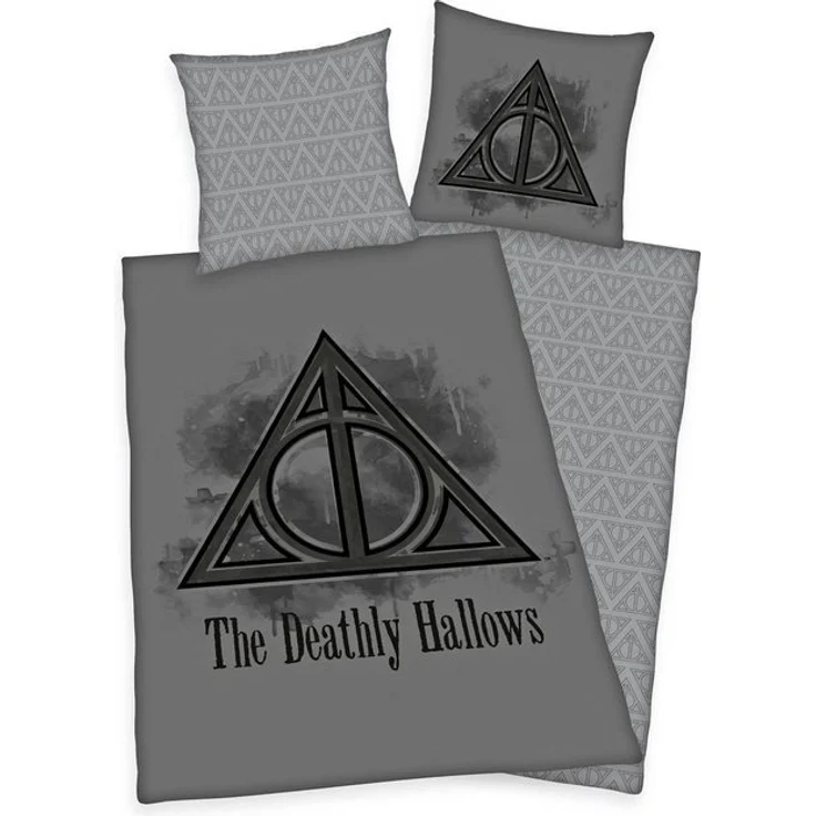 Herding Jugendbettwäsche Harry Potter Grau 135x200cm Deathly Hallows, Renforcé, 2 teilig, Heiligtümer des Todes, mit Knopfleiste – Bild 4