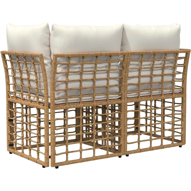 vidaXL Outdoor-Lounge 2 stk. 2-Sitzer Natur und Cremeweiß Poly-Rattan 42026728 – Bild 6