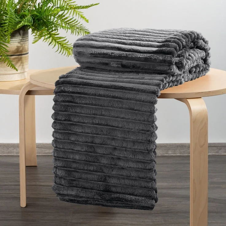 Wohndecke SOFT Design91 Streifen Steppung Gestreifte Decke Gesteppte Sofadecke 170X210 cm stahl – Bild 7