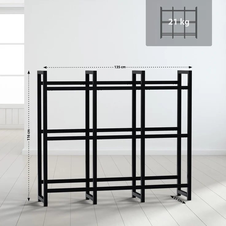 CLP Getränkekistenständer Stack aus Metall freistehend robust stabil,schwarz 116x135x31 cm – Bild 2