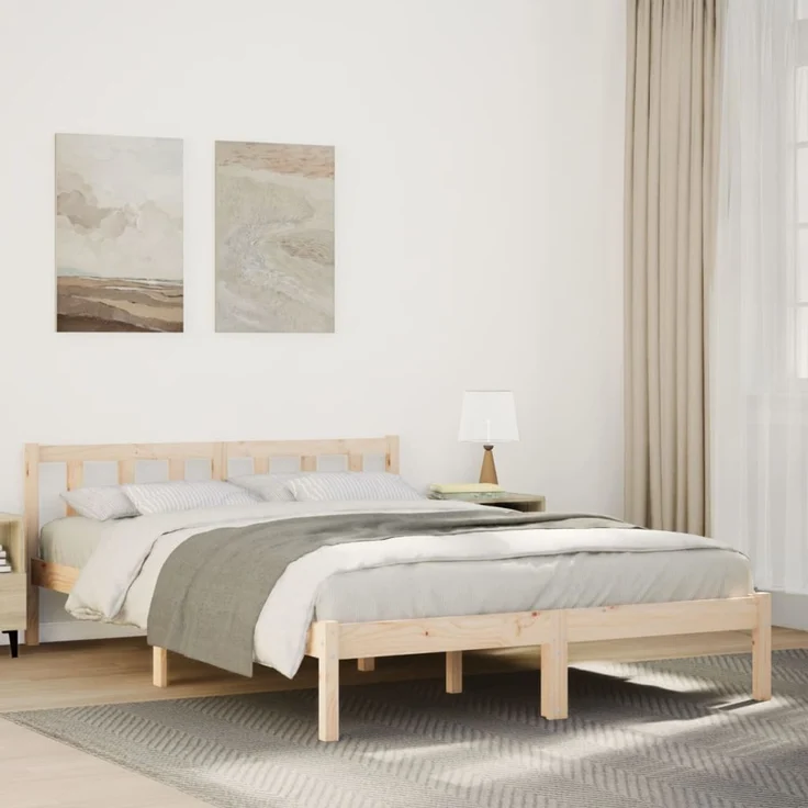 vidaXL Massivholzbett Extra Lang ohne Matratze 140x210 Kiefernholz 852434 – Bild 1