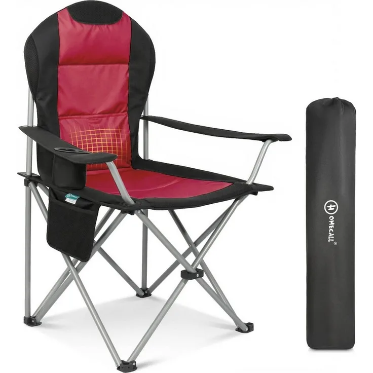 HOMECALL Campingstuhl Hochlehner 108cm mit Lendenwirbelstütze Klappstuhl Angelstuhl Faltbar (Bis 150kg, gepolstert, faltbar, stabil, 1 St), für Camp Garten Balkon