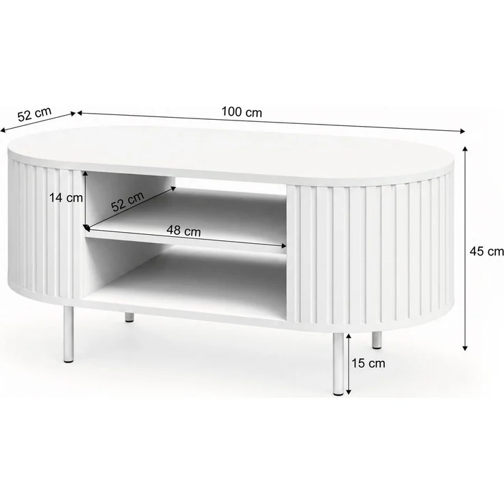 Beautysofa Couchtisch ORION mit Ablagefach geriffelten Seiten und Metallfüßen (moderner Wohnzimmertisch), 15 cm hohe Metallfüße – Bild 3