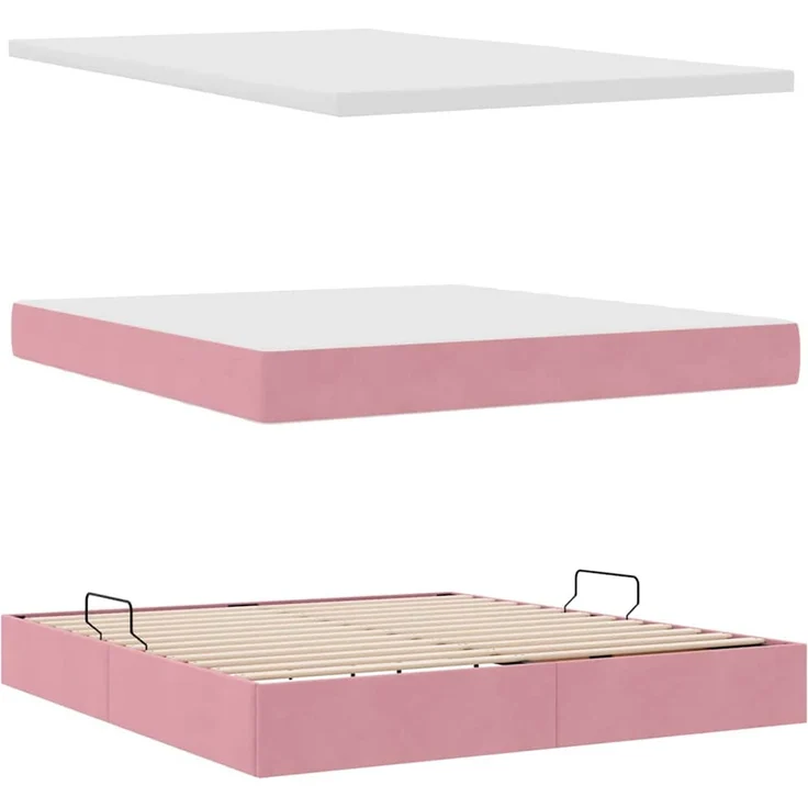 vidaXL LED-Speicherbett mit Matratze Rosa 180 x 200 cm Samt 3372626 – Bild 9