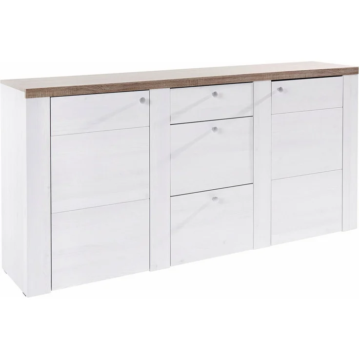 Home affaire Sideboard Larona, zeitlose Kommode mit 2 Türen, 3 Schubkästen, Türkommode, Höhe 84 cm, viel Stauraum, Anrichte mit dekorativer Rahmenoptik – Bild 5