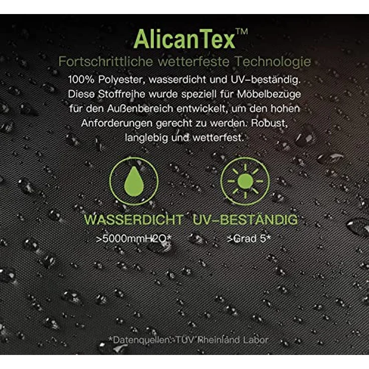 Awnic Sofa Überzug Couch Bezug Abdeckung für 3 Sitzer Wasserdicht Lounge Sofa Schutzhülle für Gartensofa Wasserdicht 420D Polyester 220 x 85 x 61/71cm – Bild 5