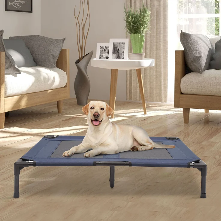 Erhöhtes Hundebett aus 600D-Netzgewebe, Reisebett für große Hunde mit einem Gewicht von bis zu 30 kg, 91,5 x 76,2 x 18 cm, Blau – Bild 4