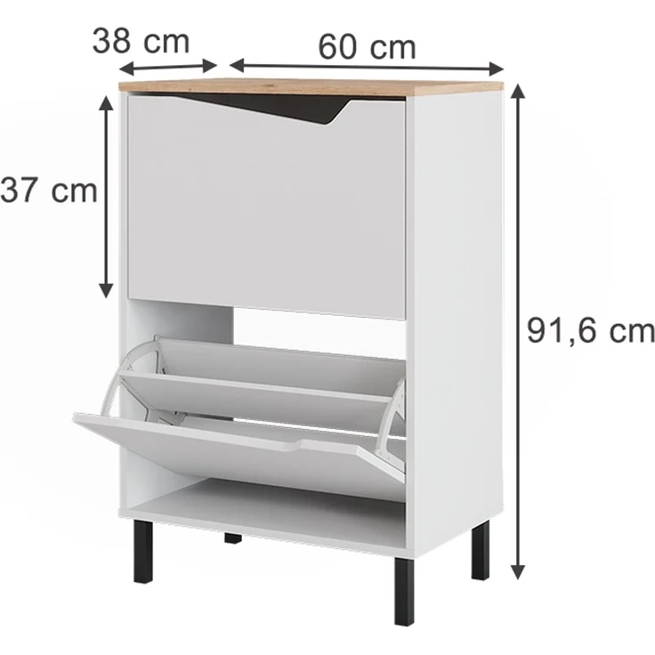 Schuhkipper Marelle Weiß/Artisan 60 x 91.6 cm mit 2 Fächern Vicco – Bild 2