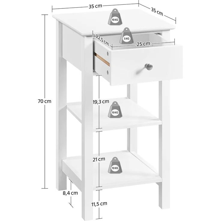 Yaheetech Nachttisch Nachtschrank mit Schublade Boxspringbett Nachtkommode Schmal Beistelltisch Sofatisch Telefontisch für Wohnzimmer/Schlafzimmer, 35 x 35 x 70 cm – Bild 3