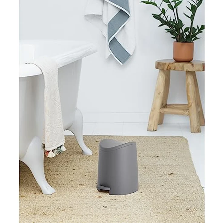 TATAY Badezimmer Mülleimer mit Standardpedal 3L | Praktisches und Funktionales Design | Hochwertiger Kunststoff | Kompakt und Einfach zu Benutzen | 19 x 21,8 x 22,1 cm – Grau – Bild 5